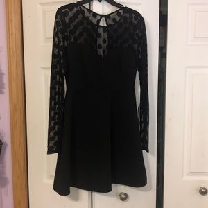 Lulus Black Mesh Polka Dot Dress
